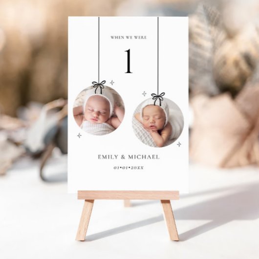 Kerstmis Toen We Leeftijd Bruiloft Tafel Nummer Kaart