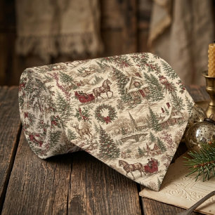 Kerstmis toile cadeauverpakking   Herten & slee Stropdas