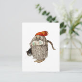 Kerstmis Tomten van de oma met Grijze Kat Feestdagenkaart (Staand voorkant)