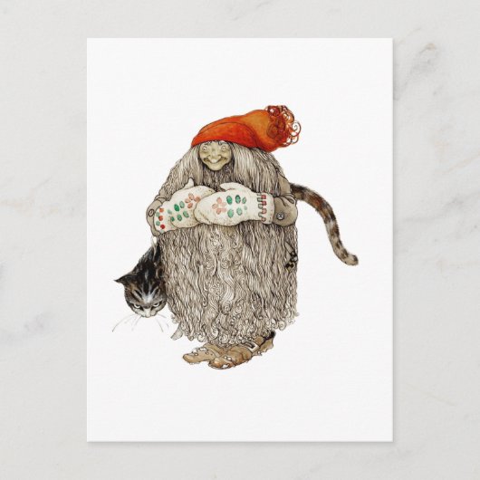 Kerstmis Tomten van de oma met Grijze Kat Feestdagenkaart (Voorkant)