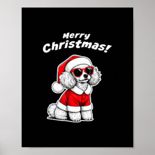 Kerstmis Toy Poodle Grappige Kerstman Hond Schatti Poster