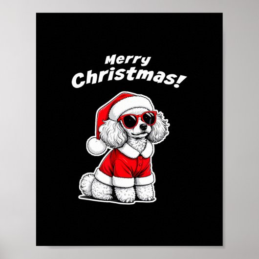 Kerstmis Toy Poodle Grappige Kerstman Hond Schatti Poster (Voorkant)