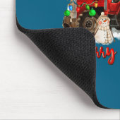 Kerstmis Tractor Met Sinterklaas Sneeuwman Muismat (Hoek)