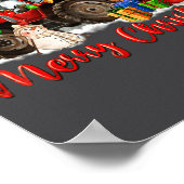 Kerstmis Tractor Met Sinterklaas Sneeuwman Poster (Hoek)