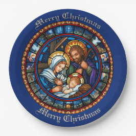 Kerstmis Traditionele Geboorte Scène Papieren Bordje