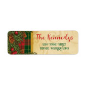 Kerstmis Traditionele Plaid Tartan Adres Etiket (Voorkant)