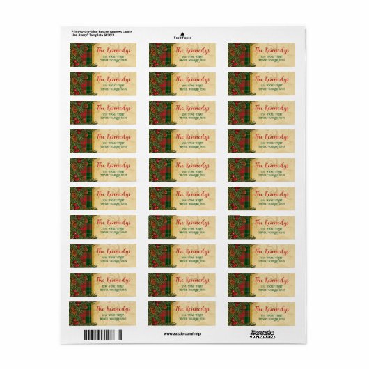 Kerstmis Traditionele Plaid Tartan Adres Etiket (Full Sheet)