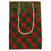 Kerstmis Traditionele Plaid Tartan Medium Cadeauzakje (Achterkant)
