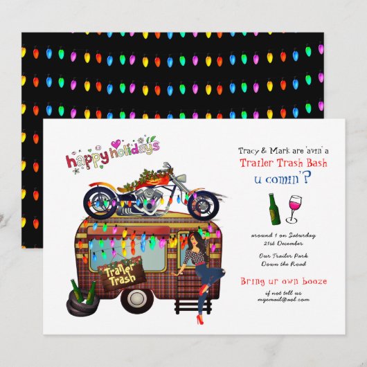 Kerstmis TRAILER TRASH BASH Grappig Feest Kaart (Voorkant / Achterkant)