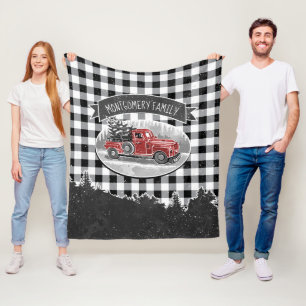 Kerstmis Trauck Black White Buffalo Pset Fleece Deken