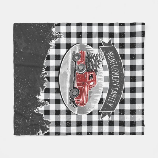 Kerstmis Trauck Black White Buffalo Pset Fleece Deken (Voorkant (Horizontaal))