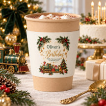 Kerstmis Trein Verjaardag Koffiebeker Sleeve