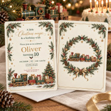Kerstmis Trein Verjaardagsfeest Collectie Vintage