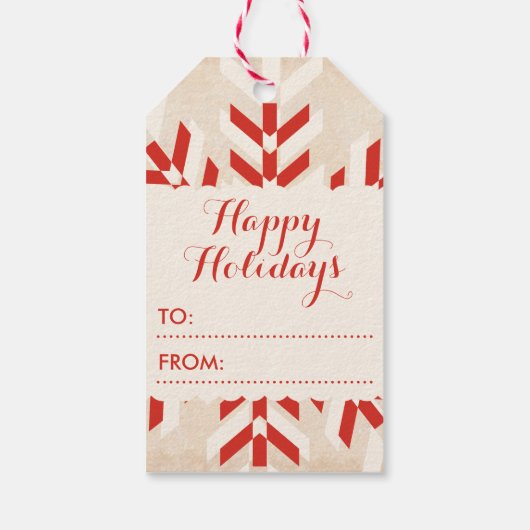 Kerstmis Tribal Sneeuwvlok Cadeaulabel (Achterkant)