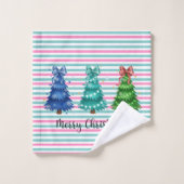 Kerstmis Trio Boom Bad Handdoek (Wasdoekje)