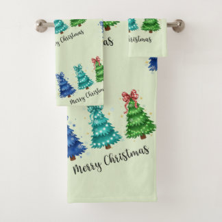 Kerstmis Trio Boom Bad Handdoek