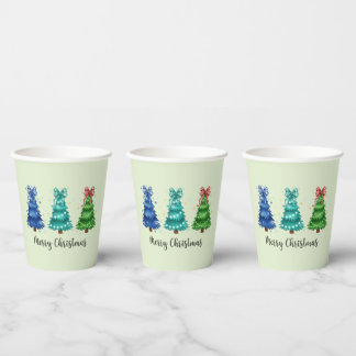 Kerstmis Trio Boom Papieren Bekers