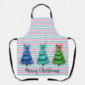 Kerstmis Trio Boom Schort (Voorkant)