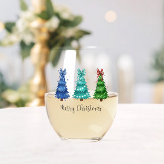 Kerstmis Trio Boom Wijnglas Zonder Voet