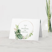 Kerstmis Tropisch Groen & Goud Monstera Bladeren Feestdagen Kaart (Achterkant)