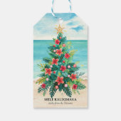 Kerstmis Tropisch Strand Palmboom Kerstfeest Cadeaulabel (Achterkant)