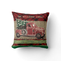 Kerstmis  Truck Red Pset Faux Burlap