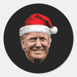 Kerstmis Trump Gezicht Kerstman Grappig Kerstmis M Ronde Sticker