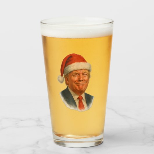 Kerstmis Trump Gezicht Santa Grappige Kerstmis Mem Glas (Voorkant gevuld)