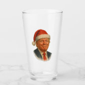 Kerstmis Trump Gezicht Santa Grappige Kerstmis Mem Glas (Voorkant)