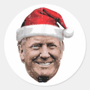 Kerstmis Trump Gezicht Santa Grappige Kerstmis Mem Ronde Sticker