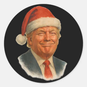 Kerstmis Trump Gezicht Santa Grappige Kerstmis Mem Ronde Sticker