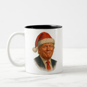 Kerstmis Trump Gezicht Santa Grappige Kerstmis Mem Tweekleurige Koffiemok