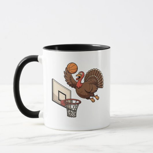 Kerstmis Turkije Dompelen Basketbal Grappig Mok (Links)