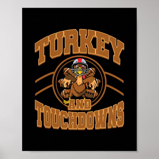 Kerstmis Turkije En Touchdowns Voetbal Herfst Mann Poster (Voorkant)