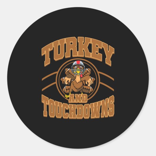 Kerstmis Turkije En Touchdowns Voetbal Herfst Mann Ronde Sticker (Voorkant)