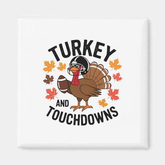 Kerstmis Turkije En Touchdowns Voetbal Speler 2 Magneet (Voorkant)