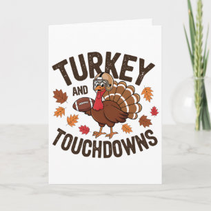 Kerstmis Turkije En Touchdowns Voetbal Speler 3 Kaart