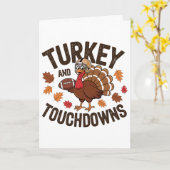 Kerstmis Turkije En Touchdowns Voetbal Speler 3 Kaart (Gele Bloem)