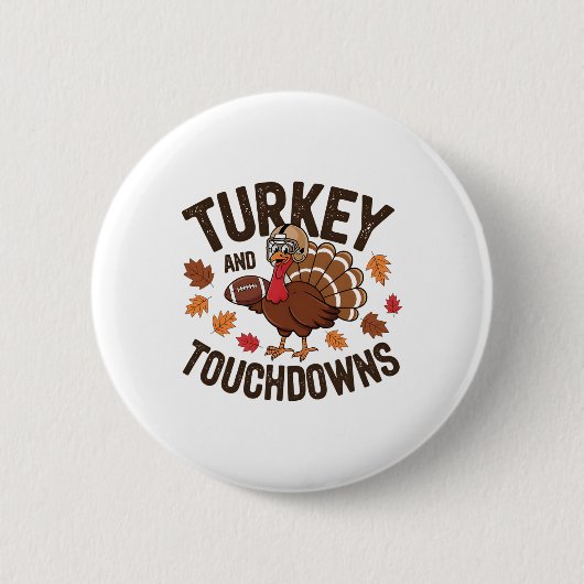 Kerstmis Turkije En Touchdowns Voetbal Speler 3 Ronde Button 5,7 Cm (Voorkant)