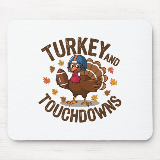 Kerstmis Turkije En Touchdowns Voetbal Speler 4 Muismat (Voorkant)