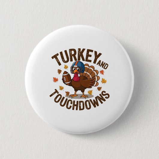 Kerstmis Turkije En Touchdowns Voetbal Speler 4 Ronde Button 5,7 Cm (Voorkant)