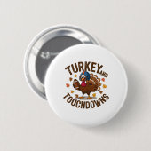 Kerstmis Turkije En Touchdowns Voetbal Speler 4 Ronde Button 5,7 Cm (Voorkant /achterkant)