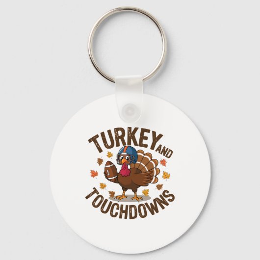 Kerstmis Turkije En Touchdowns Voetbal Speler 4 Sleutelhanger (Voorkant)