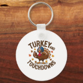 Kerstmis Turkije En Touchdowns Voetbal Speler 4 Sleutelhanger (Voorkant)