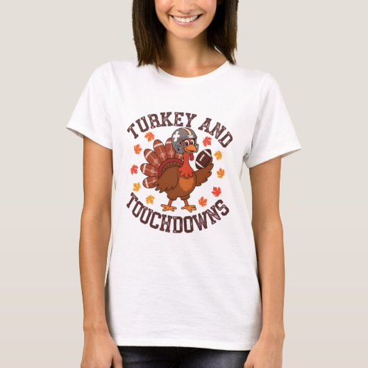 Kerstmis Turkije En Touchdowns Voetbal Speler T-shirt (Voorkant)