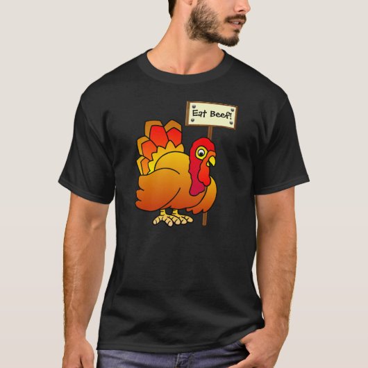 Kerstmis Turkije met bord "Eat Beef" T-shirt (Voorkant)