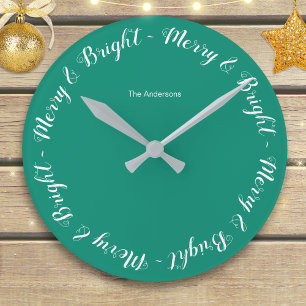 Kerstmis Turquoise Eenvoudig Festive Kerst Ronde Klok
