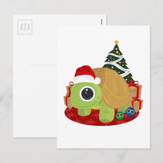 Kerstmis - Turtle Feestdagenkaart (Voorkant / Achterkant)