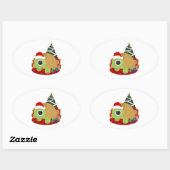 Kerstmis - Turtle Ovale Sticker (Vel)