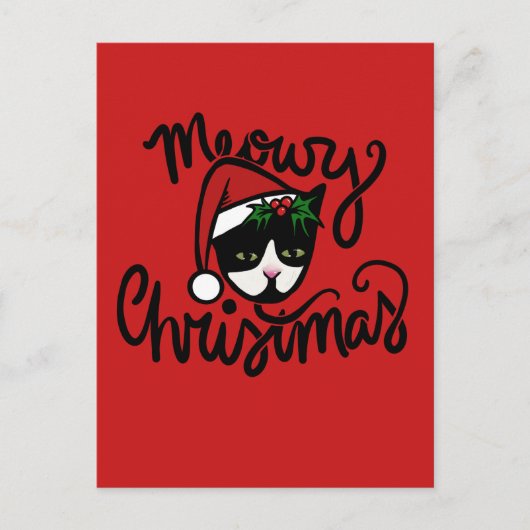 Kerstmis Tuxedo Kat Briefkaart (Voorkant)